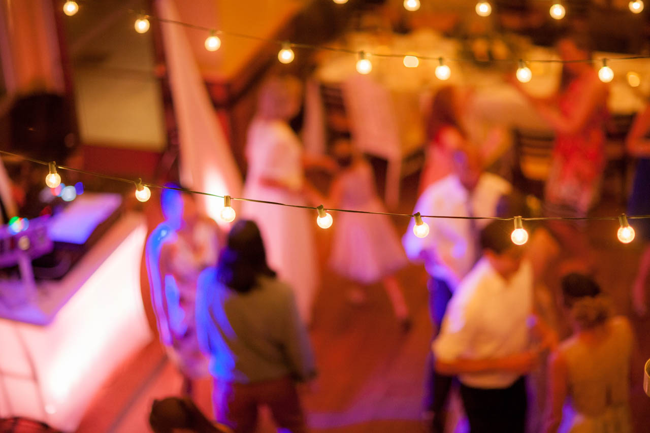 Out of focus view of a dancefloor from above.