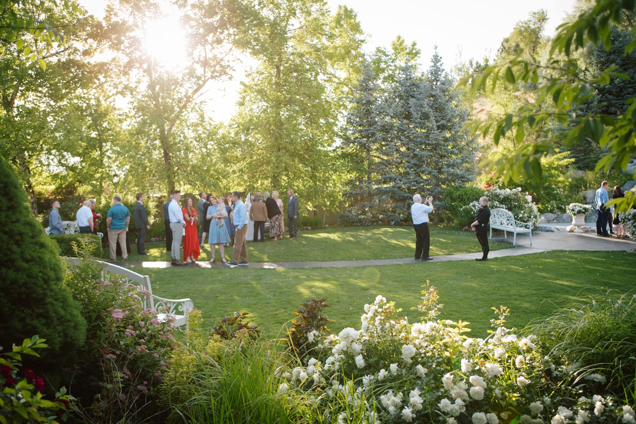 Wedding reception in the gardens at Millennial Falls.