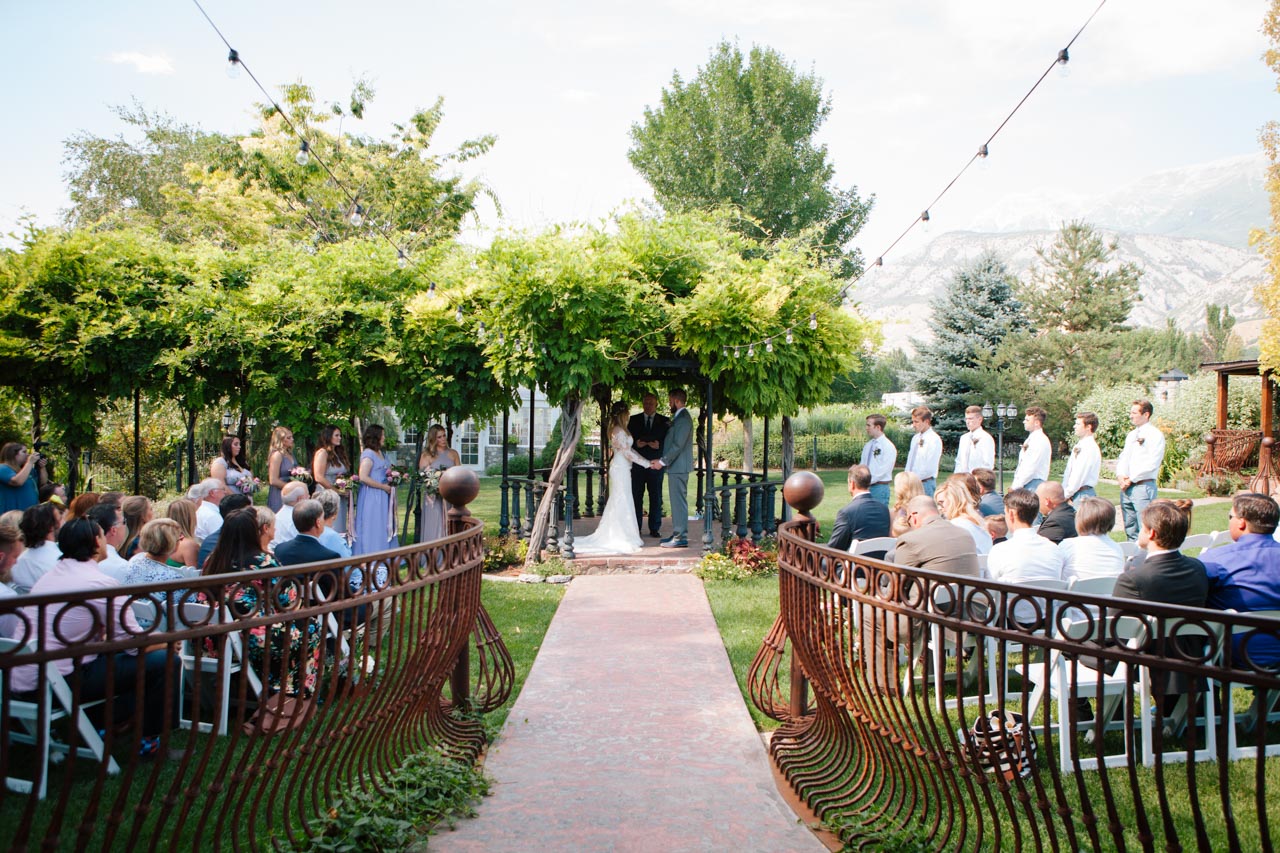 Outdoor garden wedding ceremony at Wadley Farms.