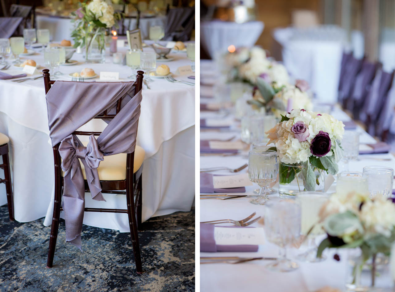 Wedding reception details at Snowbird's Golden Cliff.