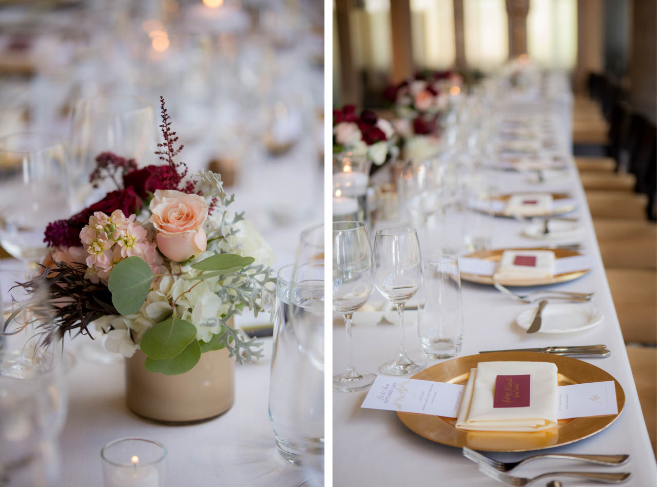 Wedding reception decor at the Aerie.