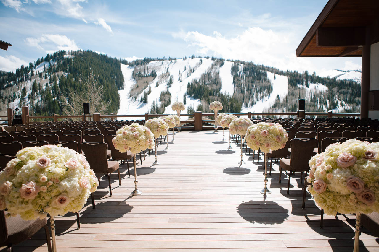 A wedding ceremony on the deck of the Stein Eriksen.